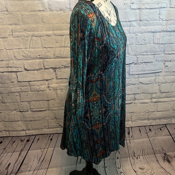 Soma Paisley Dress 3/4 Sleeves Asymmetrical Hem Luxuriously Soft Size Small - Picture 4 of 8